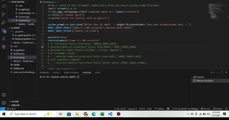 Configurable AI agent running a live web search